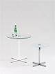 Beistelltisch Ø 40 cm, Höhe 40 cm
Tischplatte Glas satiniert
Tischsäule/Kreuzfuß verchromt
Beistelltisch Ø 50 cm, Höhe 50 cm
Tischplatte Glas transparent
Tischsäule/Kreuzfuß pulverbeschichtet weiß