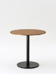 Bistrotisch Ø 75 cm, Höhe 73 cm
Tischplatte massiv, American Nussbaum
Tischsäule/Tellerfuß pulverbeschichtet schwarz