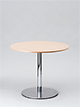 Einsäulentisch Ø 85 cm, Höhe 73 cm
Tischplatte MDF furniert, Eiche natur
Tischsäule verchromt, Tellerfuß INOX geprägt