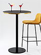 Bistrotisch Ø 75 cm, Höhe 51 cm
Tischplatte Schichtstoff AP Aptico schwarz/messingfarben
Tellerfuß und Tischsäule messing